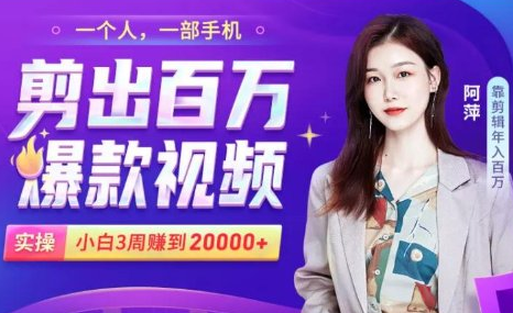 小白易上手的手机剪辑赚钱课，抓住短视频风口月赚2万+-第一资源网