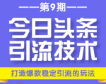 今日头条引流技术第9期,打造爆款稳定引流 百万阅读玩法,收入每月轻松过万-第一资源网
