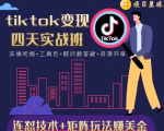 tiktok变现四天实战班,连怼技术+矩阵玩法赚美金!价值998元-第一资源网