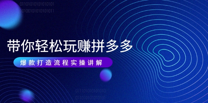 带你轻松玩赚拼多多：花的少 赚的多 爆款更简单 爆款打造流程实操讲解-第一资源网