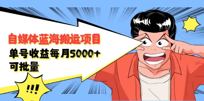 自媒体蓝海搬运项目：单号收益每月基本都可以达到5000+，可批量-第一资源网