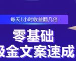 零基础吸金文案速成,每天1小时收益翻几倍价值499元-第一资源网