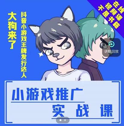 大狗来了：小游戏推广实战课，带你搭建一个游戏推广变现账号-第一资源网