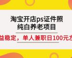 淘宝开店ps证件照,纯白养老项目,单人兼职稳定日100元(教程+软件+素材)-第一资源网