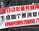 【原创神器】短视频全自动一键剪辑视频,一秒生成100个原创视频(软件+视频+免费卡密)-第一资源网