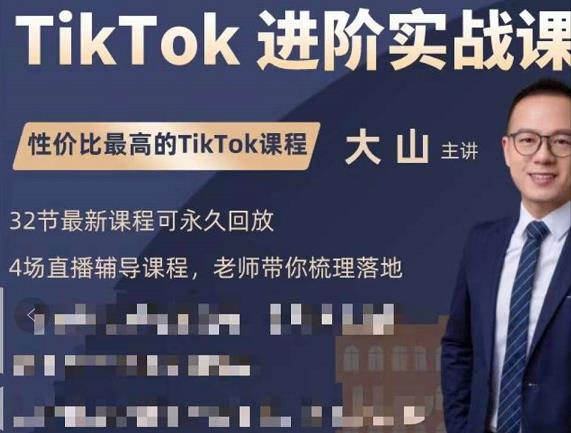 大山老师TikTok进阶实战课：账号详解，流量运营，实战变现，助力你成功出海-第一资源网
