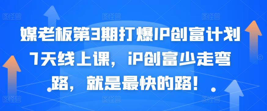 媒老板第3期打爆IP创富计划7天线上课，iP创富少走弯路，就是最快的路！-第一资源网