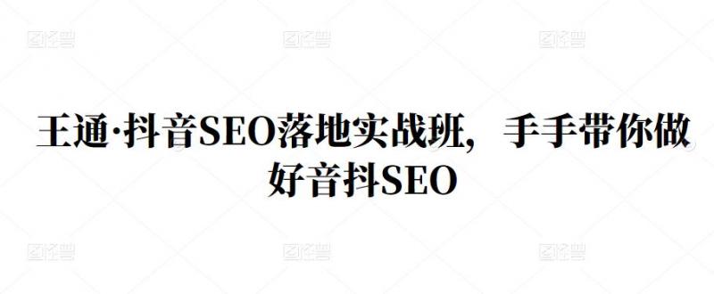 王通·抖音SEO落地实战班，手‬手带你做好音抖‬‬SEO-第一资源网
