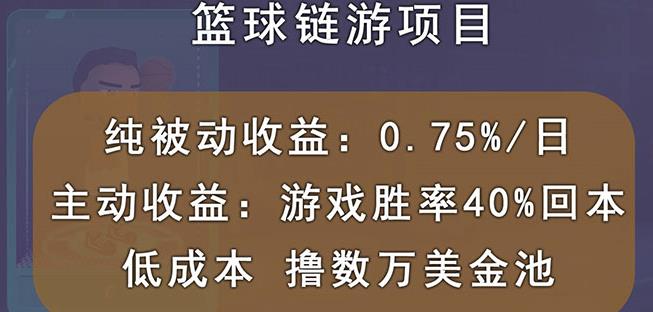 国外区块链篮球游戏项目，前期加入秒回本，被动收益日0.75%，撸数万美金-第一资源网