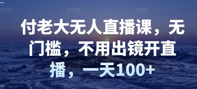 付老大无人直播课，无门槛，不用出镜开直播，一天100+-第一资源网
