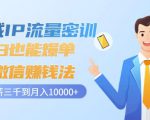 私域IP流量密训:小白也能爆单的微信赚钱法,从月薪三千到月入10000+-第一资源网