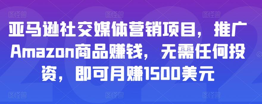亚马逊社交媒体营销项目，推广Amazon商品赚钱，无需任何投资，即可月赚1500美元-第一资源网