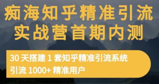 痴海知乎精准引流实战营1-2期，30天搭建1套知乎精准引流系统，引流1000+精准用户-第一资源网