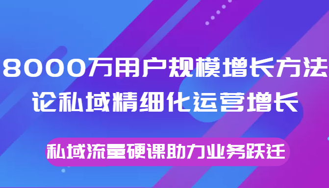 8000万用户规模增长方法论私域精细化运营增长，私域流量硬课助力业务跃迁-第一资源网