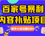 百家号暴利内容补贴项目,图文10元一条,视频30一条,新手小白日赚300+-第一资源网