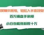 搞笑聊天账号,轻松入手高效变现,百万操盘手亲授,小白也能涨粉数十万-第一资源网
