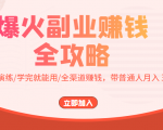 爆火副业赚钱全攻略:实打实演练/学完就能用/全渠道赚钱,带普通人月入3万元-第一资源网