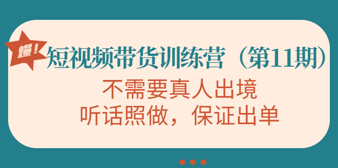 视频带货训练营，不需要真人出境，听话照做，保证出单（第11期）-第一资源网
