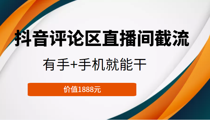 抖音评论区直播间截流，有手+手机就能干，门槛极低，模式可大量复制（价值1888元）-第一资源网
