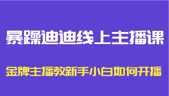 暴躁迪迪线上主播课，金牌主播教新手小白如何开播-第一资源网