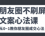 朋友圈不刷屏文案心法课 人人都要懂的商业逻辑 从0~1教你朋友圈成交心法-第一资源网