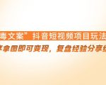 “毒文案”抖音短视频项目玩法,小程序拿图即可变现,复盘经验分享给大家-第一资源网
