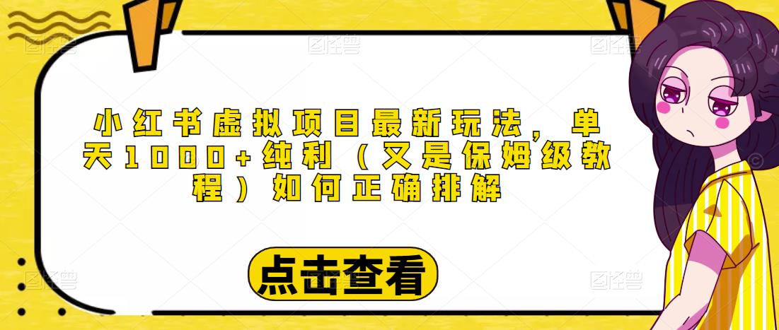 小红书虚拟项目最新玩法，单天1000+纯利（又是保姆级教程文档）-第一资源网