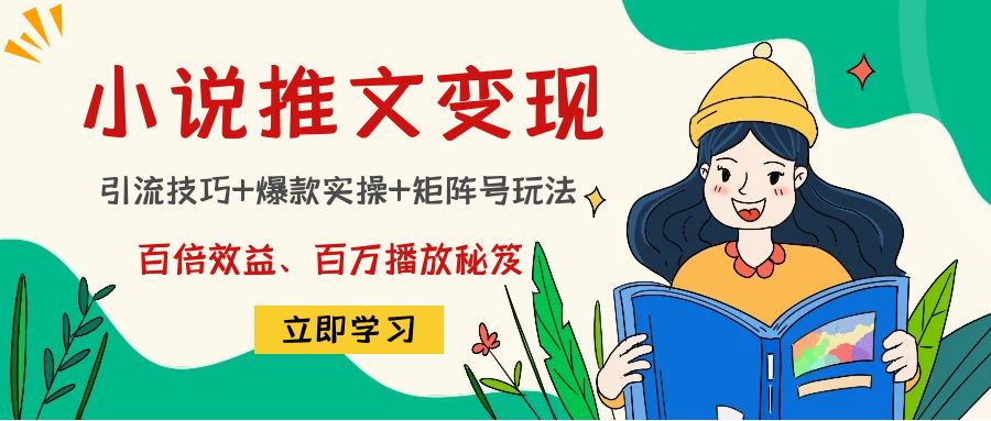 小说推文训练营：引流技巧+爆款实操+矩阵号玩法，百倍效益、百万播放秘笈-第一资源网
