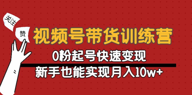 视频号带货训练营：0粉起号快速变现，新手也能实现月入10w+-第一资源网