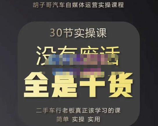 胡子哥·汽车自媒体运营实操课，汽车新媒体二手车短视频运营教程-价值8888元-第一资源网