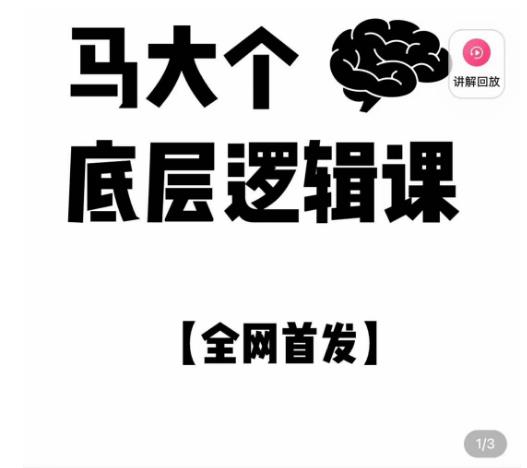 马大个·底层逻辑课，51节底层逻辑智慧课-价值1980元-第一资源网