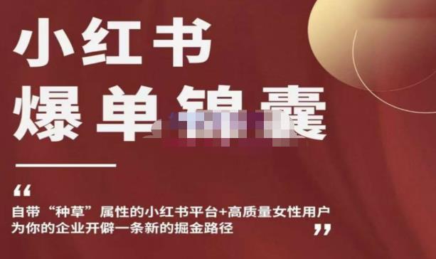 小红书爆单锦囊，自带种草属性+高质量女性用户，为你的企业开辟一条新的掘金路径-第一资源网