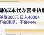 高利润0成本代办营业执照项目:一单赚300元日入4000+不会违规,不会内卷-第一资源网