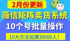 微信矩阵卖货系统,多线程批量养10个微信号,10种加粉落地方法,快速加满3W人卖货!-第一资源网