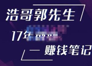 浩哥郭先生17年创业赚米笔记,打开你对很多东西的认知,让你知道原来赚钱或创业不单单是发力就行-第一资源网