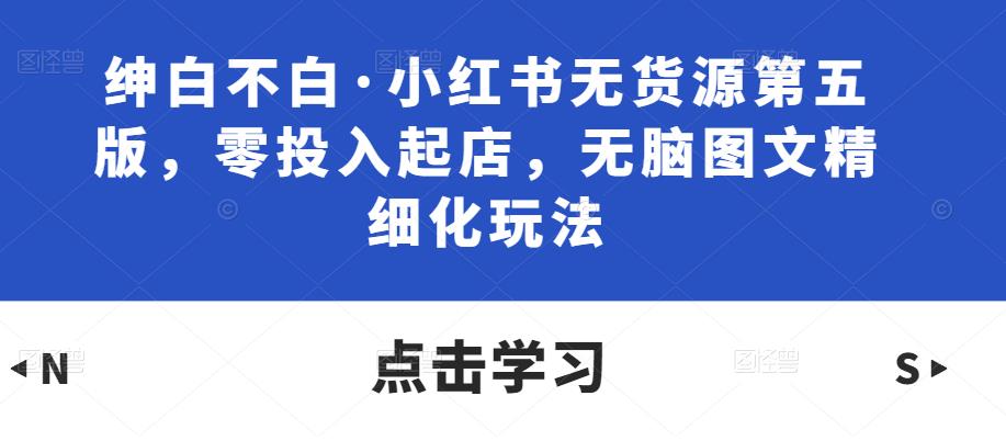 绅白不白·小红书无货源第五版，零投入起店，无脑图文精细化玩法-第一资源网