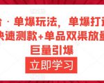 万相台·单爆玩法,单爆打造流程+单品快速测款+单品双渠放量+単品巨量引爆-第一资源网