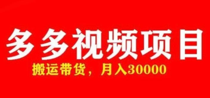 多多带货视频快速50爆款拿带货资格，搬运带货，月入30000【全套脚本+详细玩法】-第一资源网