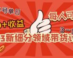 2023新细分领域带货计划:单号单日1000+收益不难,每人可操作3-5个账号-第一资源网