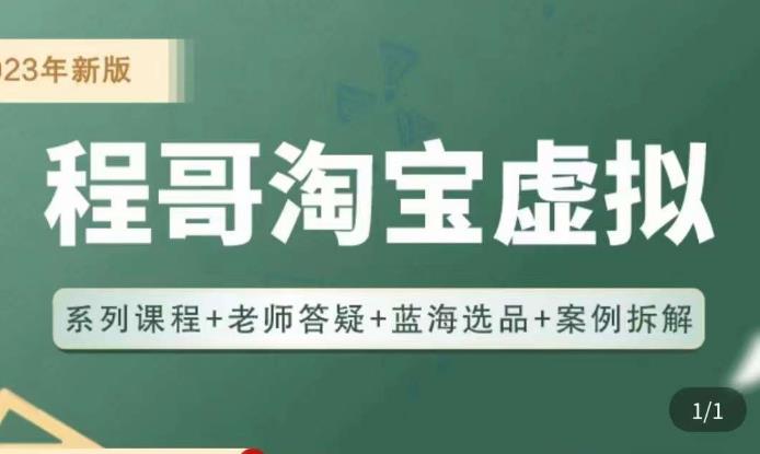 程哥·2023淘宝蓝海虚拟电商，虚拟产品实操运营，蓝海选品+案例拆解-第一资源网