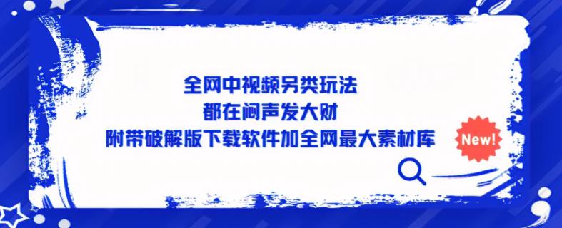 全网中视频另类玩法，都在闷声发大财，附带破解版下载软件加全网最大素材库-第一资源网