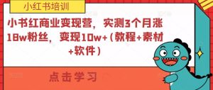 小书红商业变现营,实测3个月涨18w粉丝,变现10w+(教程+素材+软件)-第一资源网