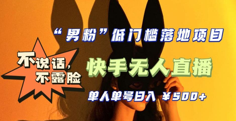 【全新升级】零基础单人单号单晚500+，不说话，不露脸，4月最新超皮实快手无人直播-第一资源网
