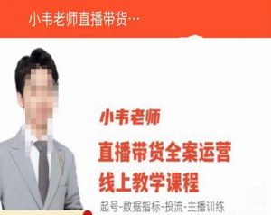 小韦老师直播带货运营线上教学，起号-数据指标-投流-主播训练-第一资源网