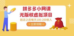 黄岛主·拼多多小网课无版权虚拟项目分享课:起店之后每天100-200收入-第一资源网