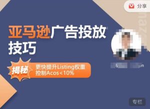 亚马逊广告投放技巧-详解流量底层原理+广告漏斗逻辑,更快提升Listing权重,控制Acos 10%-第一资源网