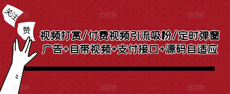 视频打赏/付费视频引流吸粉/定时弹窗广告+自带视频+支付接口+源码自适应-第一资源网