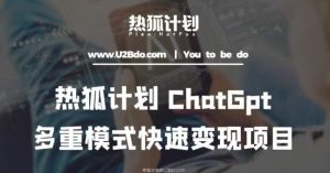 热狐计划:王大陆ChatGpt多重变现实操课,多种模式快速变现-第一资源网