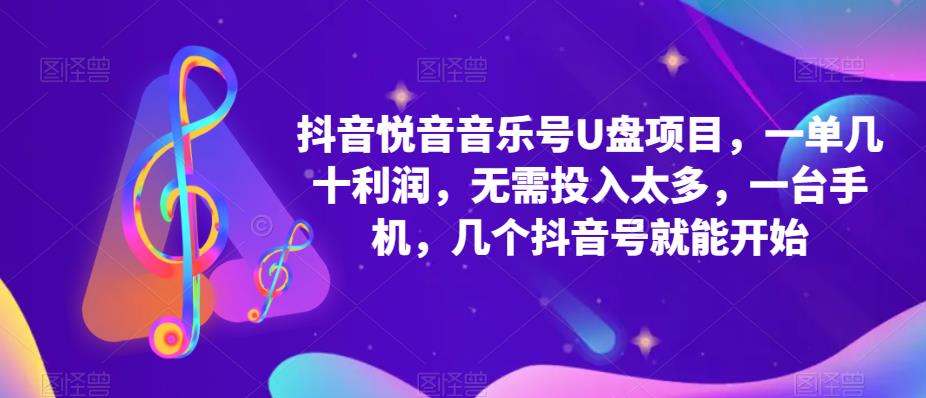 抖音音乐号U盘项目，一单几十利润，无需投入太多，一台手机，几个抖音号就能开始-第一资源网