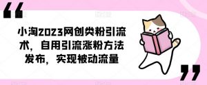 小淘2023网创类粉引流术,自用引流涨粉方法发布,实现被动流量-第一资源网